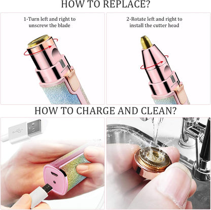 2-in-1 Precision Eyebrow Trimmer & Facial Hair Remover | Painless USB Rechargeable Shaver