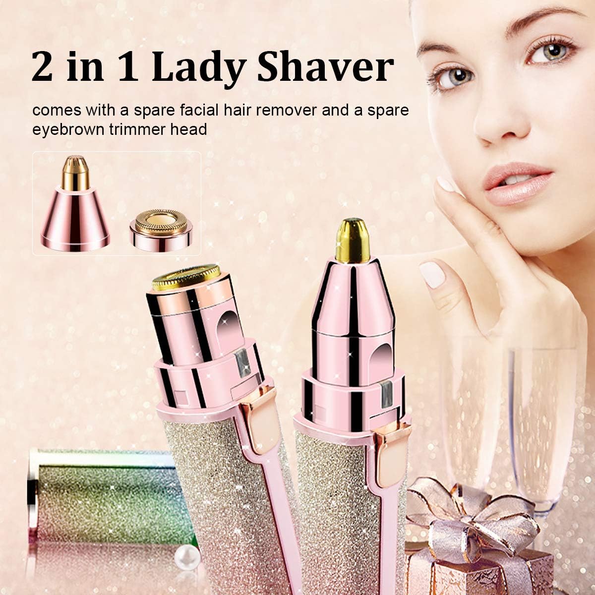 2-in-1 Precision Eyebrow Trimmer & Facial Hair Remover | Painless USB Rechargeable Shaver