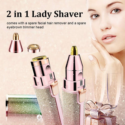 2-in-1 Precision Eyebrow Trimmer & Facial Hair Remover | Painless USB Rechargeable Shaver
