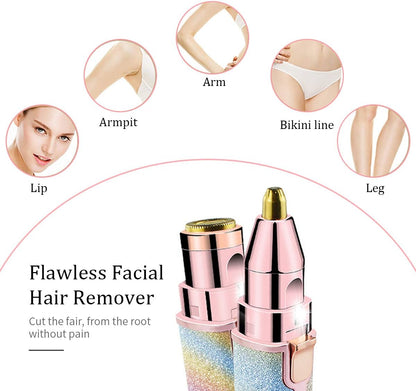 2-in-1 Precision Eyebrow Trimmer & Facial Hair Remover | Painless USB Rechargeable Shaver