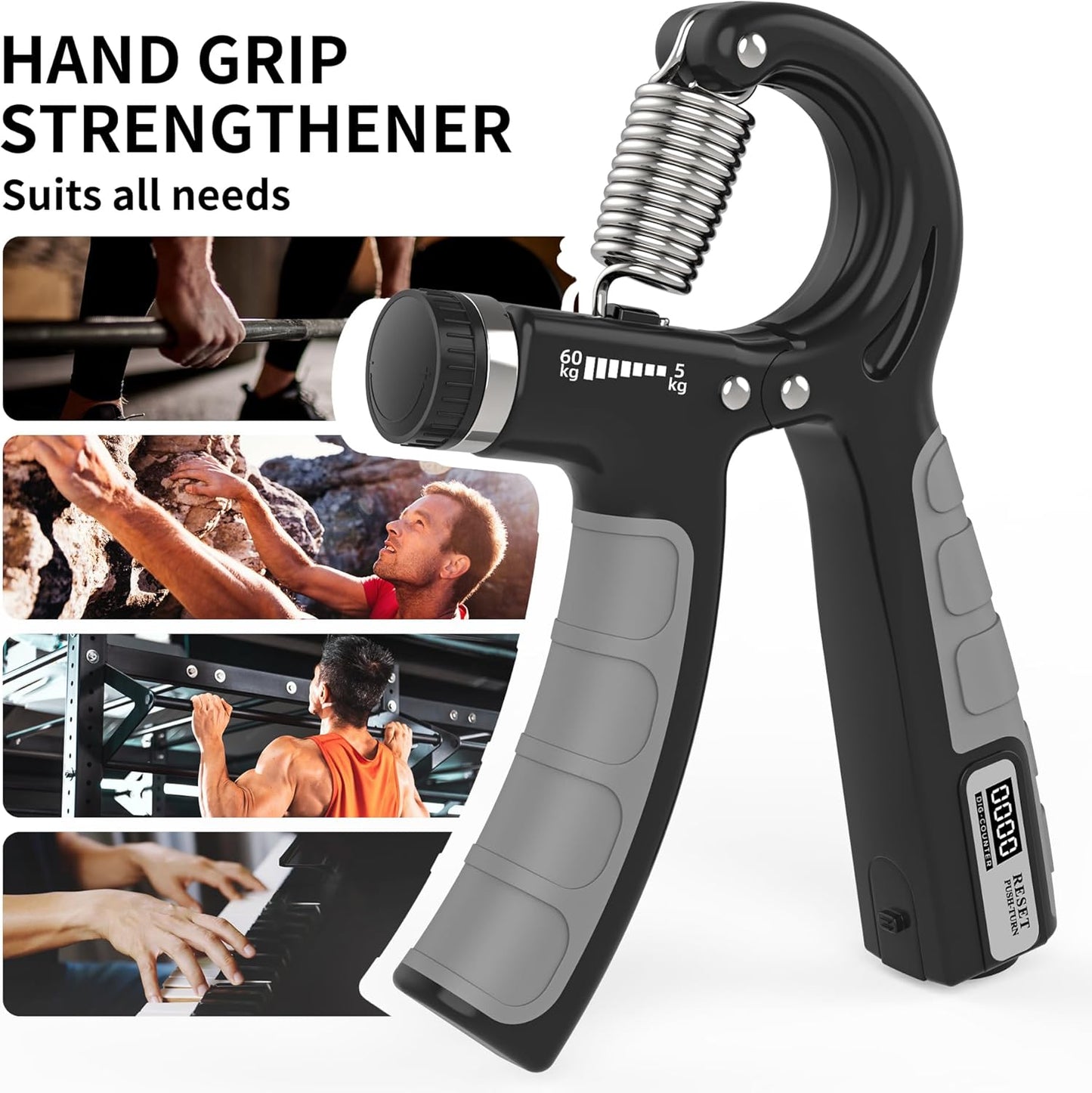 Adjustable Hand Grip Strengthener | Wrist, Finger & Forearm Exerciser