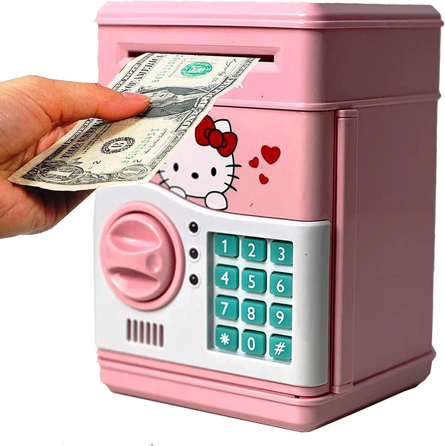 Mini ATM Electronic Piggy Bank for Kids with Password & Auto Cash Roll