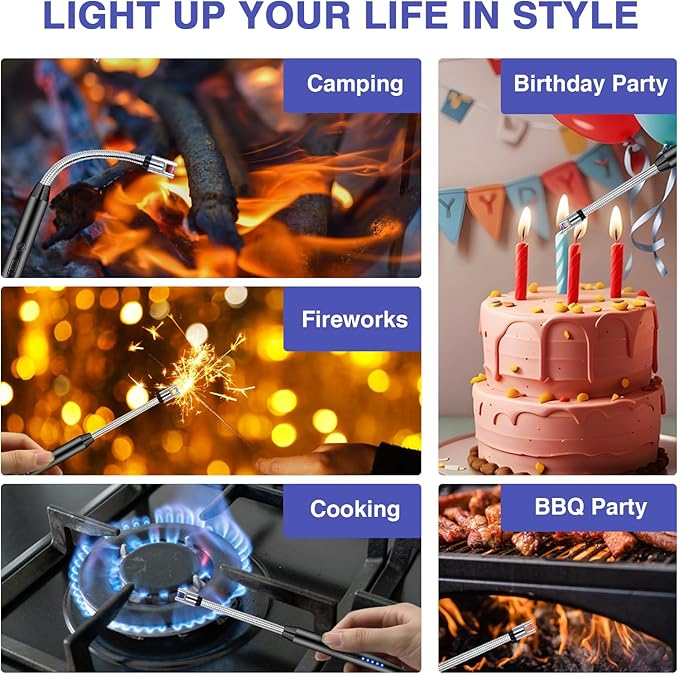 Arc Electric Candle Lighter with Flexible Neck and LED Battery Display