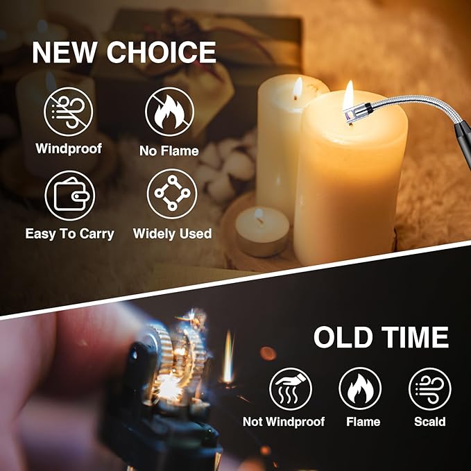 Arc Electric Candle Lighter with Flexible Neck and LED Battery Display