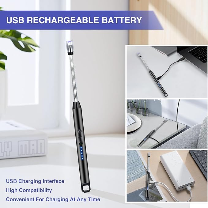Arc Electric Candle Lighter with Flexible Neck and LED Battery Display