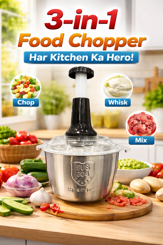 3-in-1 Food Chopper | Hand Press Vegetable & Fruit Push Chopper