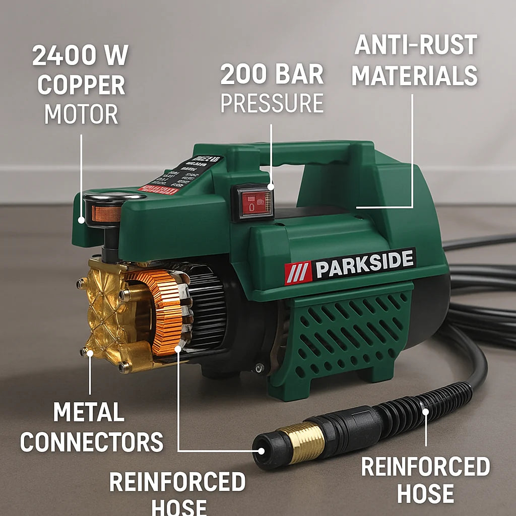 Multi-Purpose High Pressure Washing Pump 200 Bar | 2400W Copper Motor | Car Wash, Home & Garden Cleaner