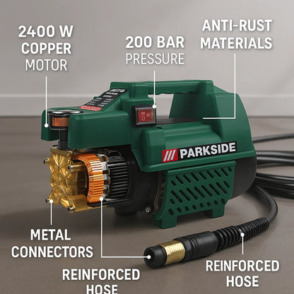 Multi-Purpose High Pressure Washing Pump 200 Bar | 2400W Copper Motor | Car Wash, Home & Garden Cleaner