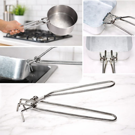 Stainless Steel Pot Pan Gripper Clip | Anti-Scald Kitchen Handle Holder | Hot Dish & Bowl Lifter Tool