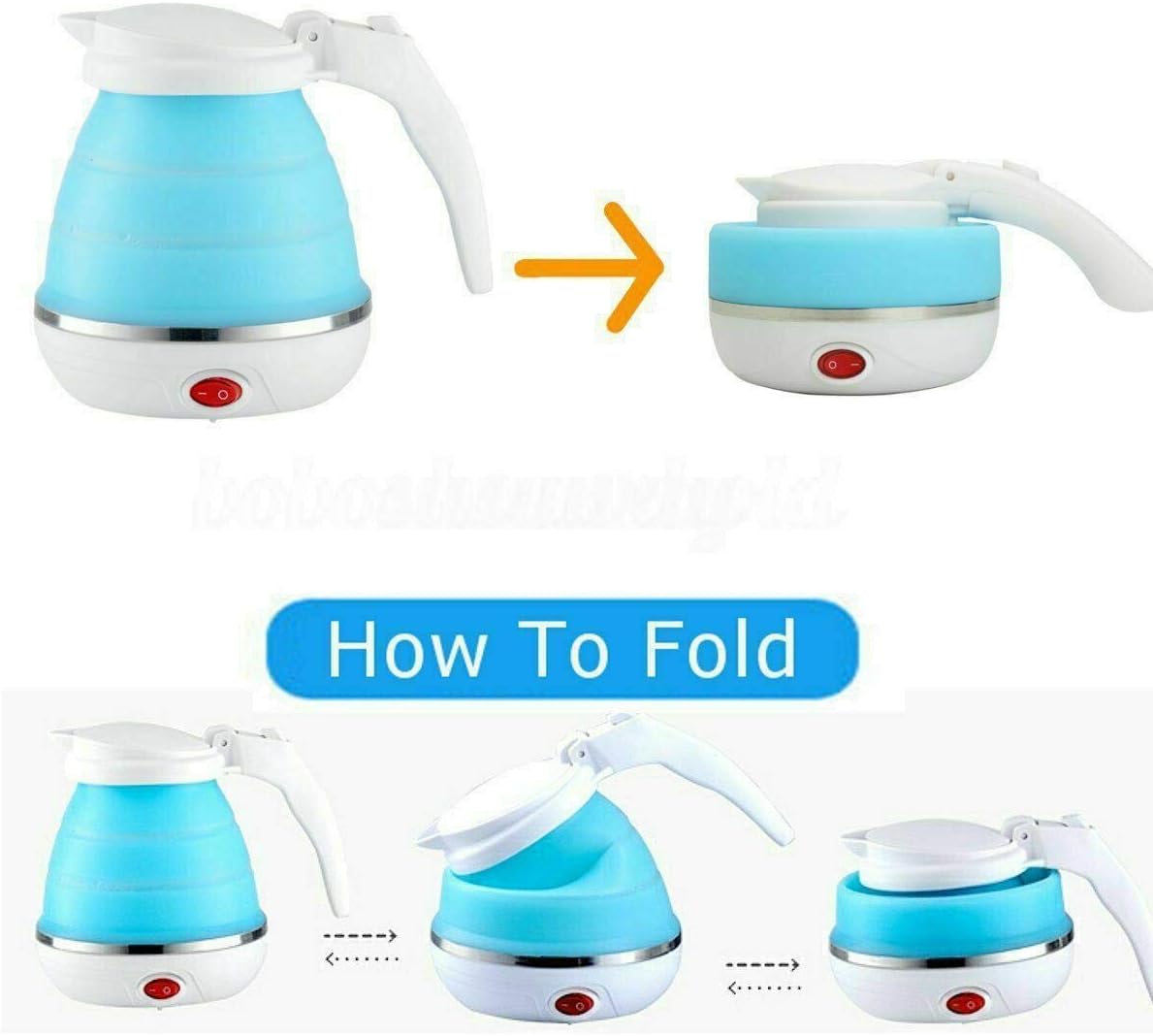 Travel Electric Portable Foldable 600ML Kettle Collapsible Silicon 220V 50Hz for Tea