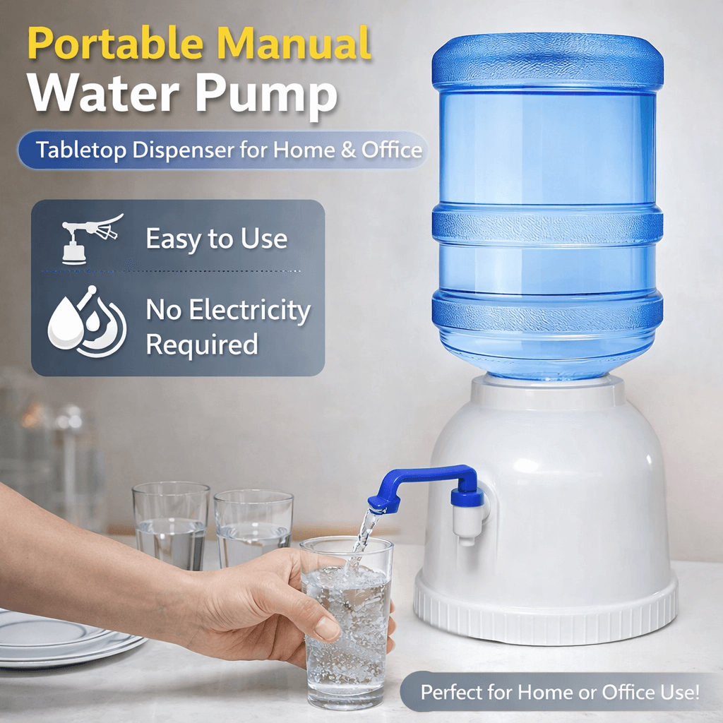 Portable Manual Water Pump | Tabletop Dispenser for Home & Office